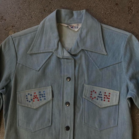 70’s Denimites Studded Eiffel Tower Blouse - Picture 8 of 9